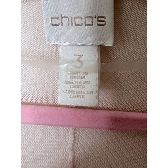 Chicos 3 Open Front Long Sweater Cardigan Size XL Beige Ombre Lightweight Ramie - Picture 2 of 10